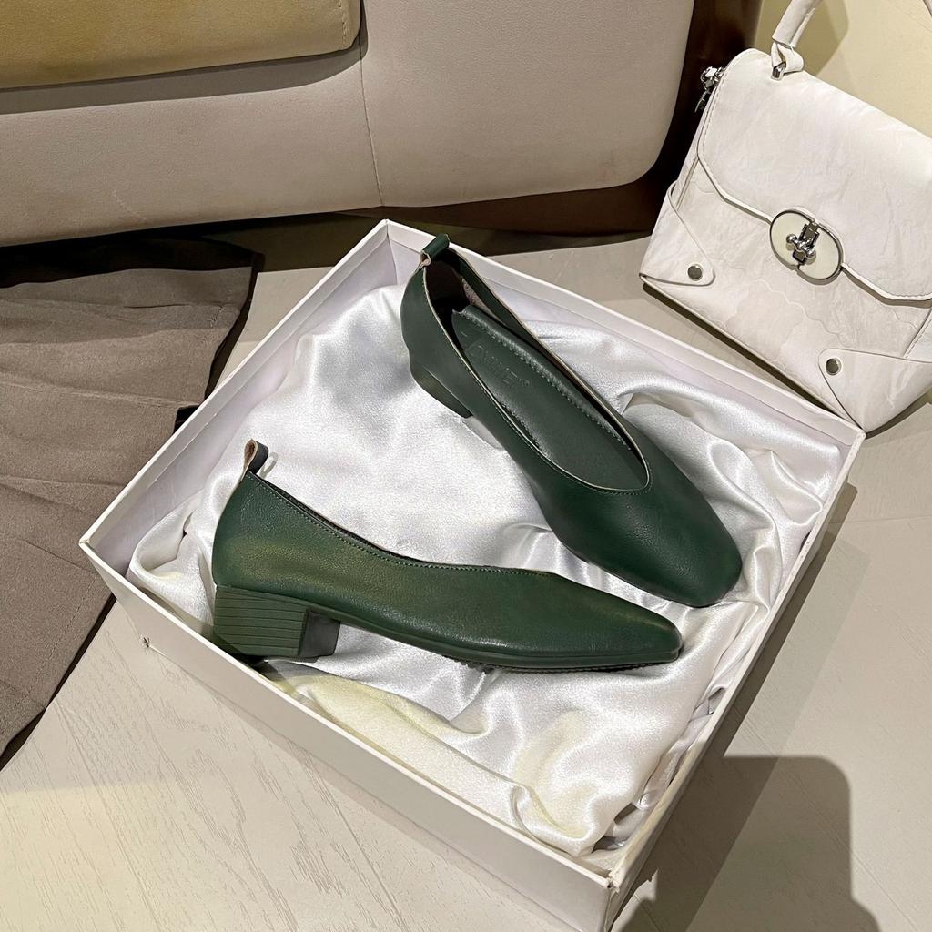 Soft Sole New Comfortable and Breathable Low Heel Square Head Shallow Mouth Single Shoes Women's Soft Cotton Flat Bottom Non-grinding Feet Grandma Sho