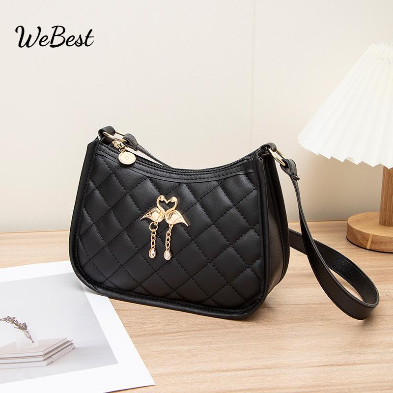 

Korean Style Embroidered Underarm Bag Casual Versatile чёрный