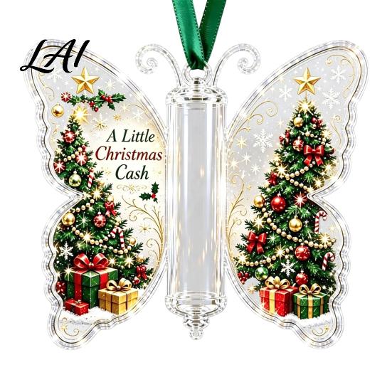 Decorative Ornaments for Parties Butterfly Cash Gift Ornament Christmas Money Holder Hanging Decor with Holiday Decorations Festive Print,