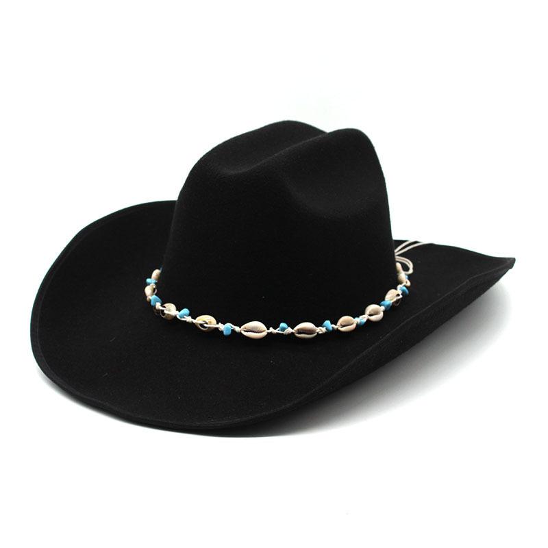 Hemmed Wool Hat Western Cowboy Top Hat Men'S And Women'S Couple Hat Ethnic Curled Felt Hat