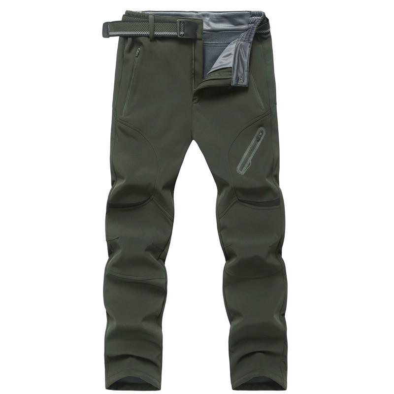 

Men s Soft Shell Pants Assault Pants Plus Fat Oversized Polar Fleece Windproof Waterproof Warm Autumn and Winter Plus Velvet Hiking Pants 2XL зелений