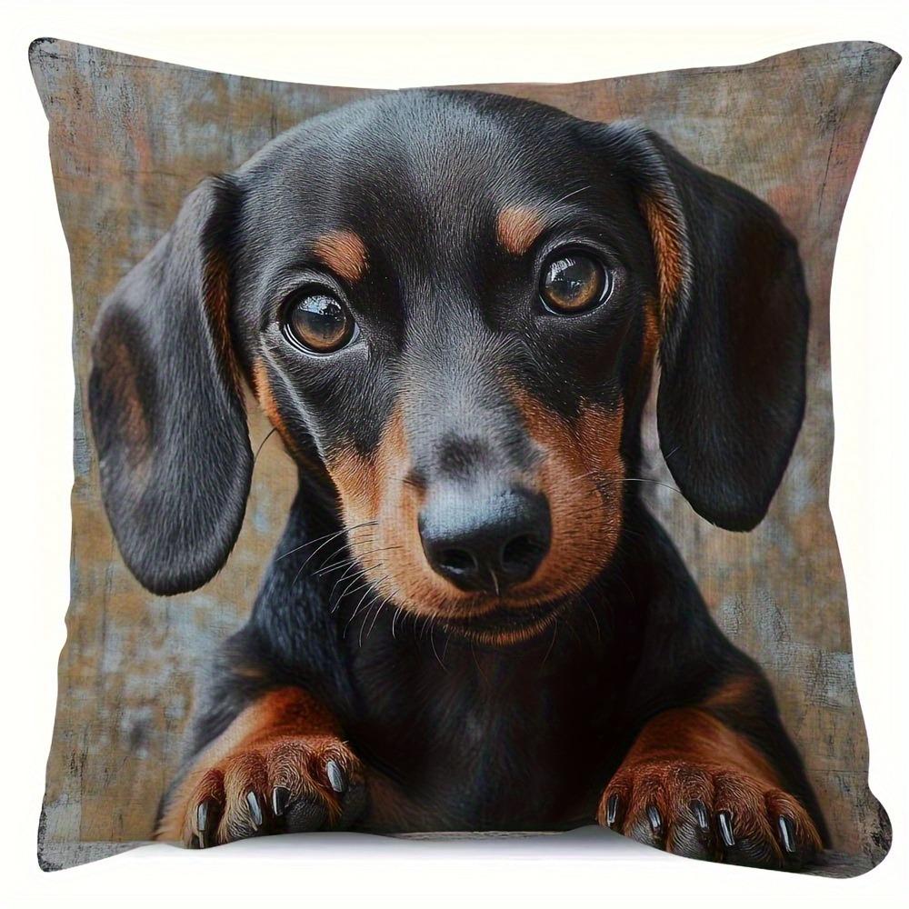 Dachshund Print Throw Pillow Cover 45X45Cm Square Cushion Case With Zipper For Home Sofa, Living Room, Office Decor