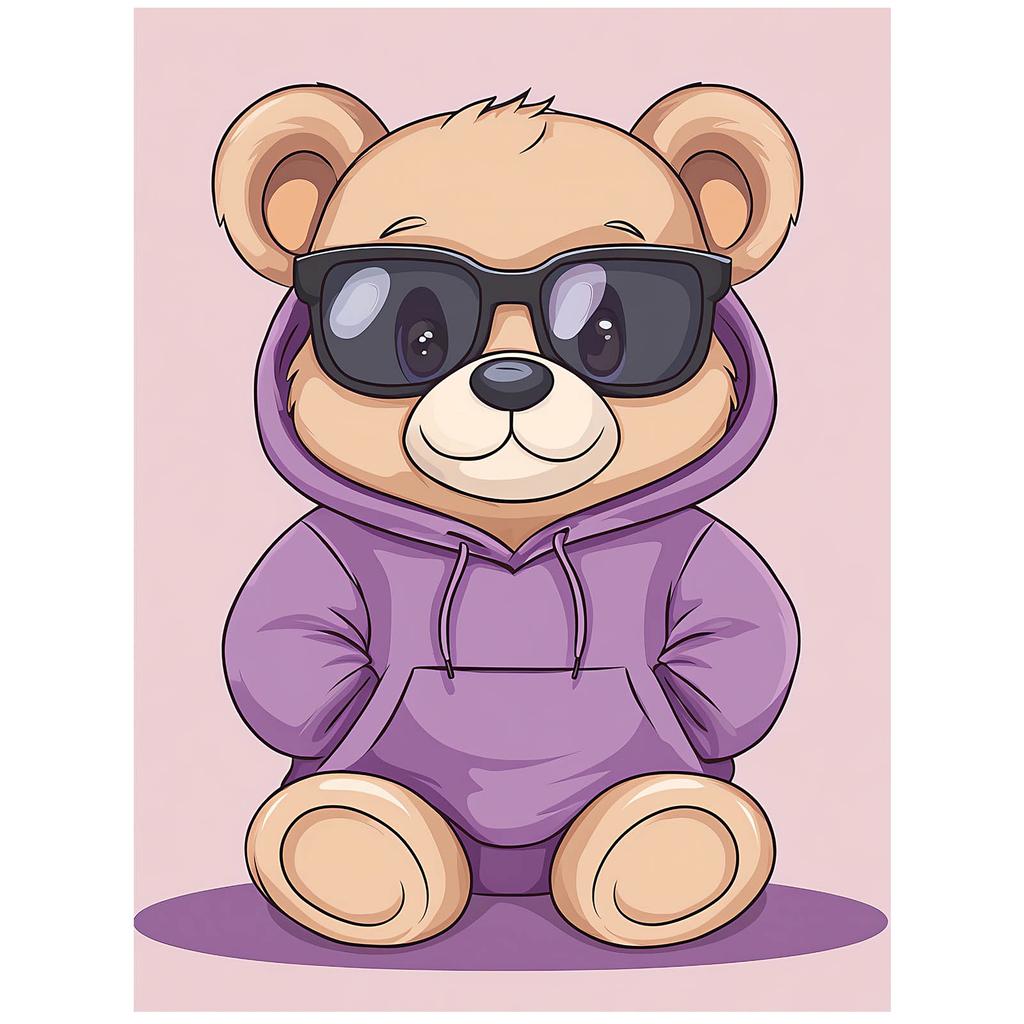 Plakat Miś W Fioletowym Hoodie Plakat Miś W Fioletowym Hoodie, 70X100 Cm, Bez Ramy, Płótno Premium Na Blejtramie