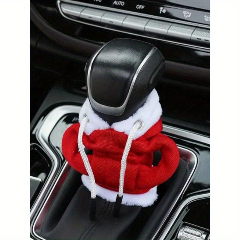 1pc Red Santa Claus Car Gear Shift Knob Cover, Fashion Mini Hoodie Sweatshirt Fit For Car Gear Shift Knob