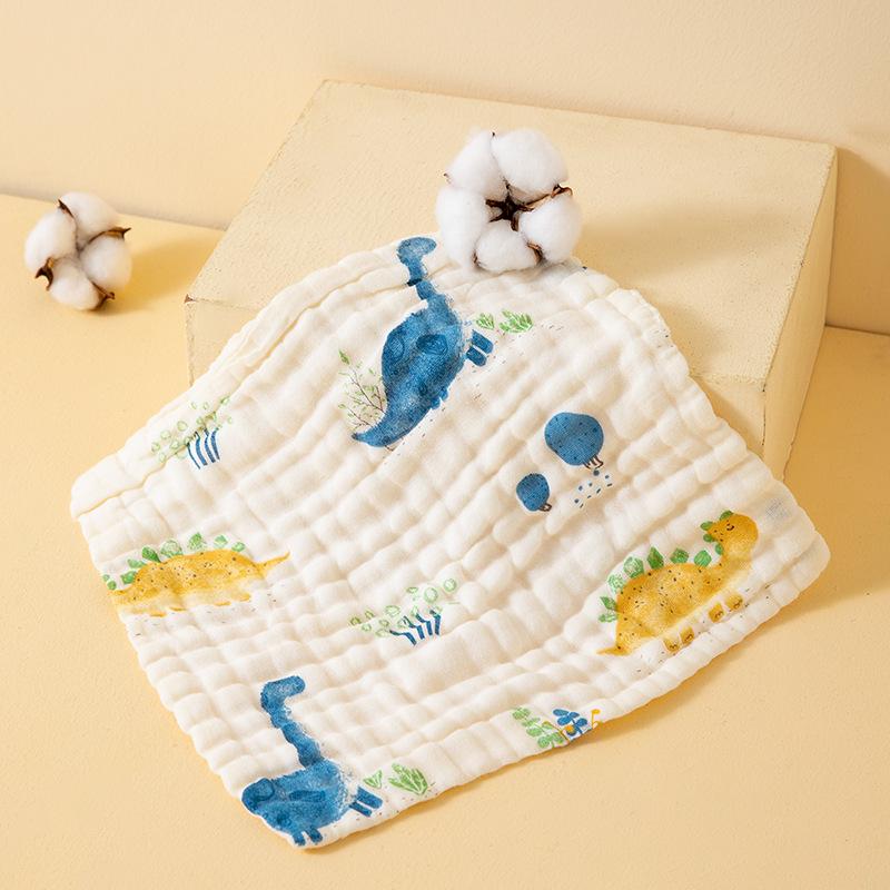 Pure Cotton Baby Washcloth - Soft Cartoon Infant Face Towel, Saliva Towel, Newborn Small Square Towel