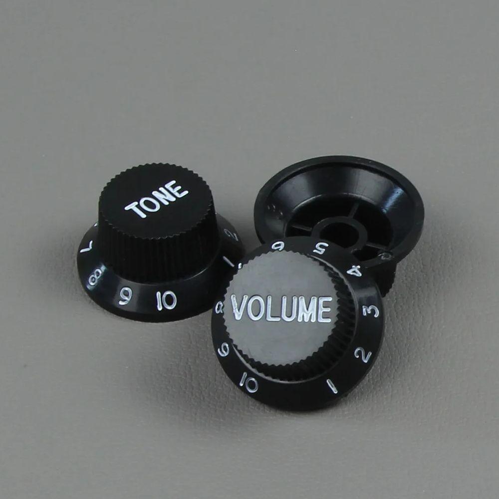 FLEOR 3PCS Plastic ST Guitar Knobs 2T1V Volume Tone Control Knobs Top Hat Caps Buttons Electric Guitar Parts