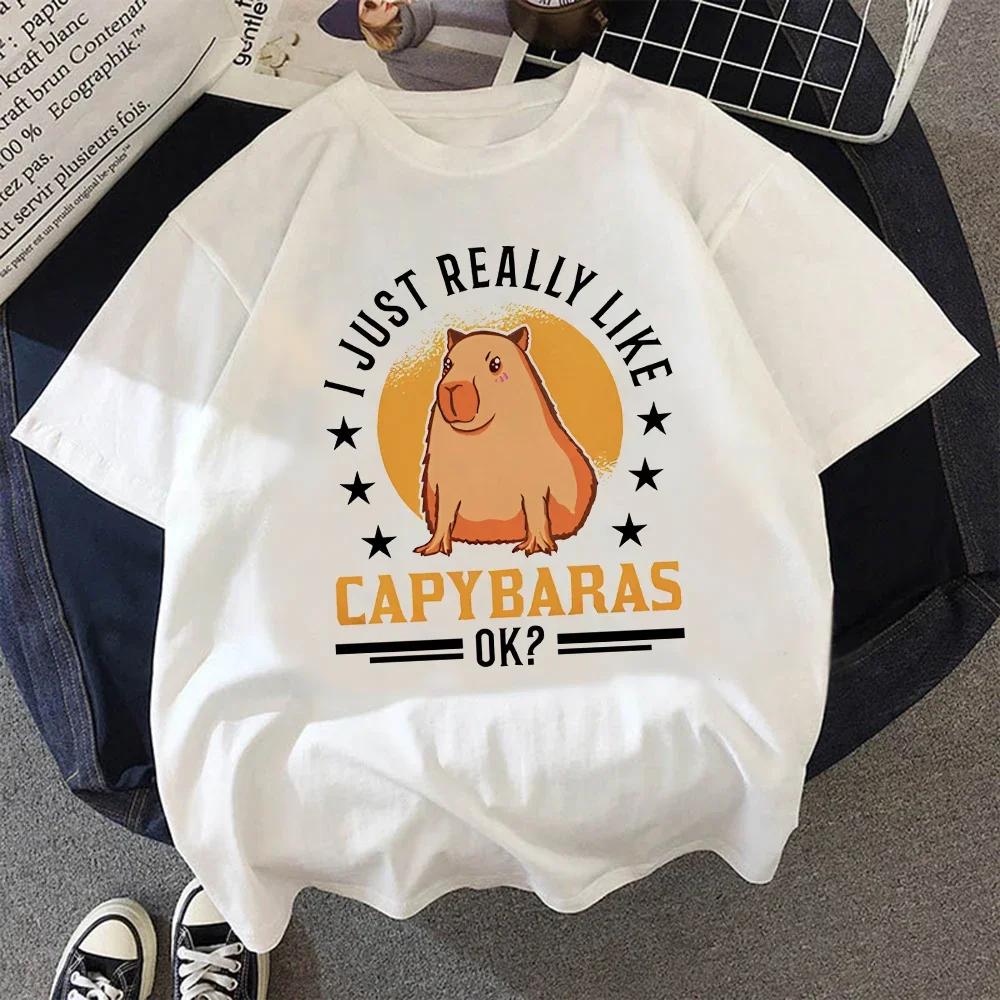 

Cute Capybaras Clothing T-Shirt men Women Vintage TShirt 2025 Casual Anime Top Manga Graphic Tee Autumn and winter innerwear 4XL