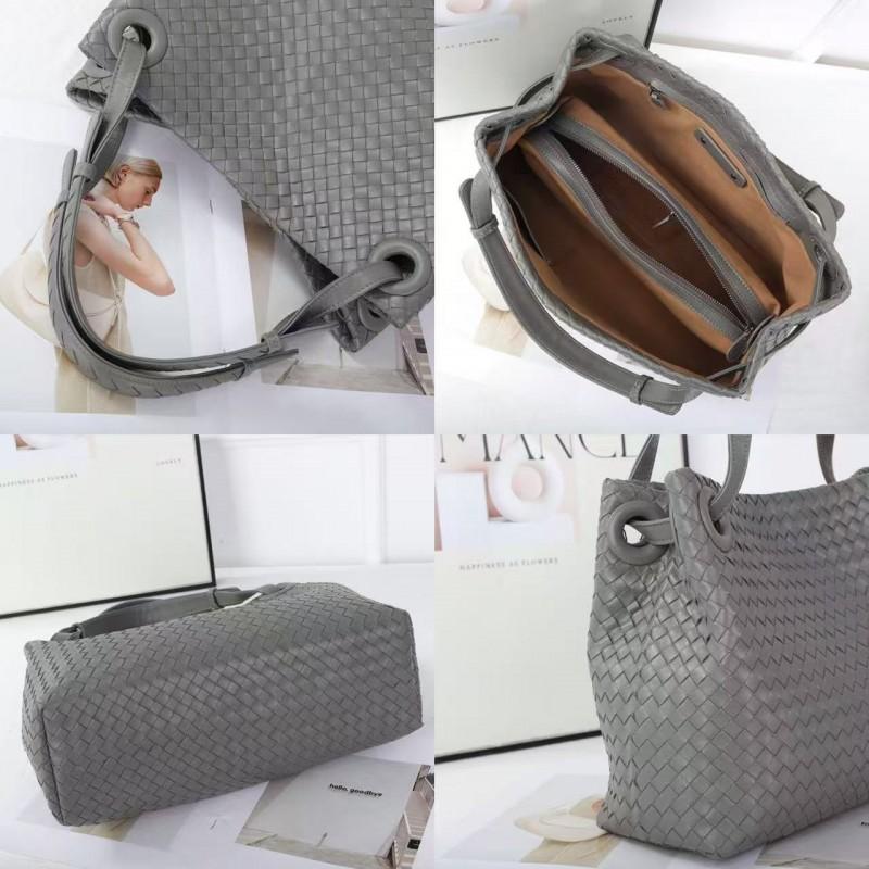Handwoven Genuine Leather Shoulder Bag Women Large Tote With Magnetic Retro Style Daily Use