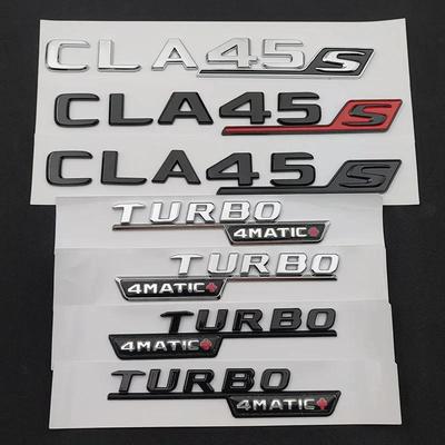 Autocollant Lettres Emblème Logo Insigne de Coffre de Voiture ABS 3D CLA45S TURBO Accessoires Auto Convient pour CLA 45 S AMG C117 C118