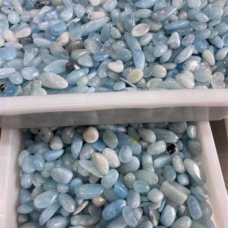 Natural Aquamarine Tumbled Stone Polished sky blue healing gemstone crystal for decoration