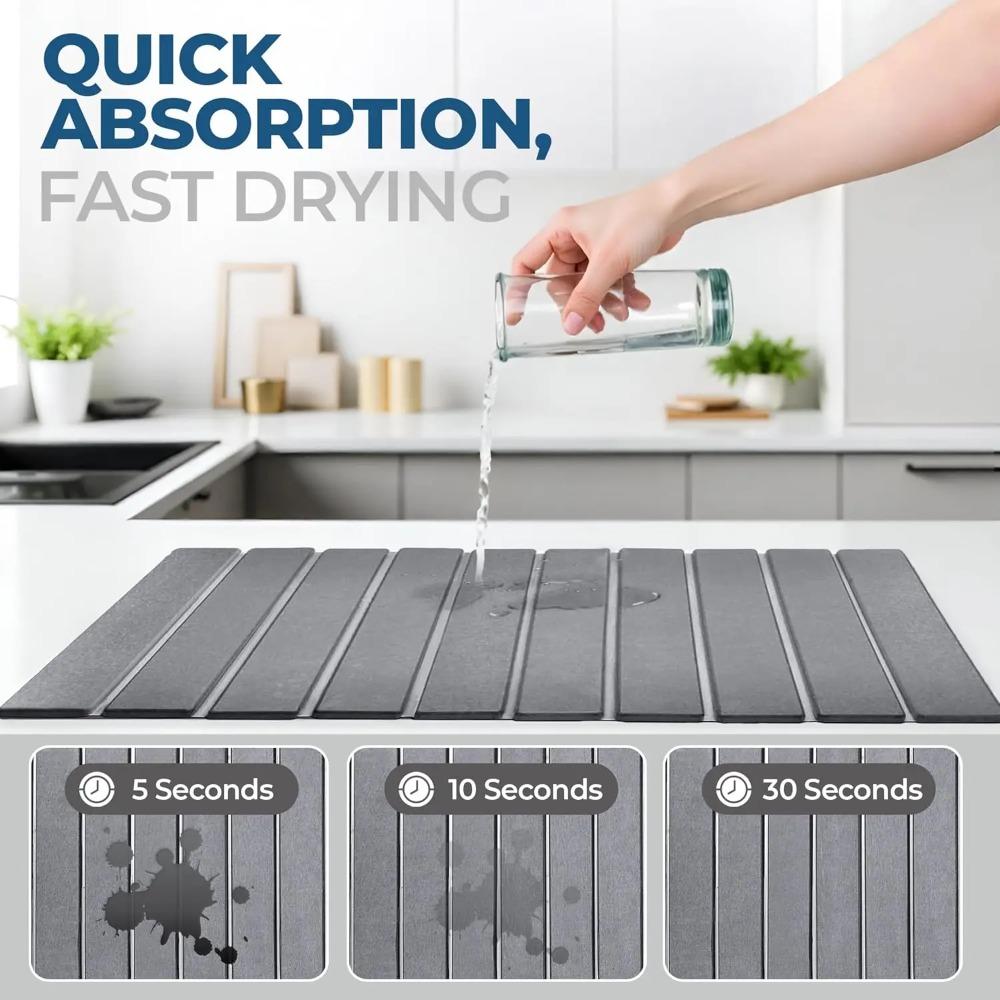 Dish Drying Mats Foldable Bath Mat Kitchen Counter Drying Mat Easy to Clean and Store for Dishes Bottles Cups Kitchen Utensils