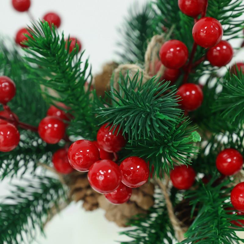 20/1Pcs Simulated Pine Needle Cuttings with Red Berries Red Berry Pine Cone Holly Branches Xmas Tree Ornament DIY Wreath Gift