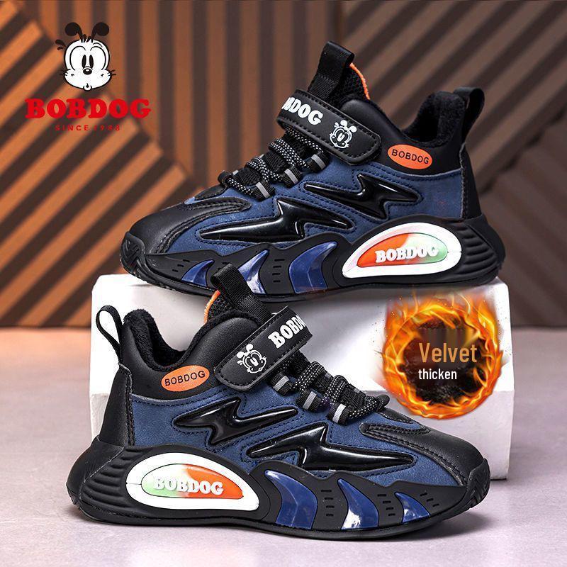 Bobodou Boys' Winter Warm Velvet Lined Cotton Sports Shoes for Kids
