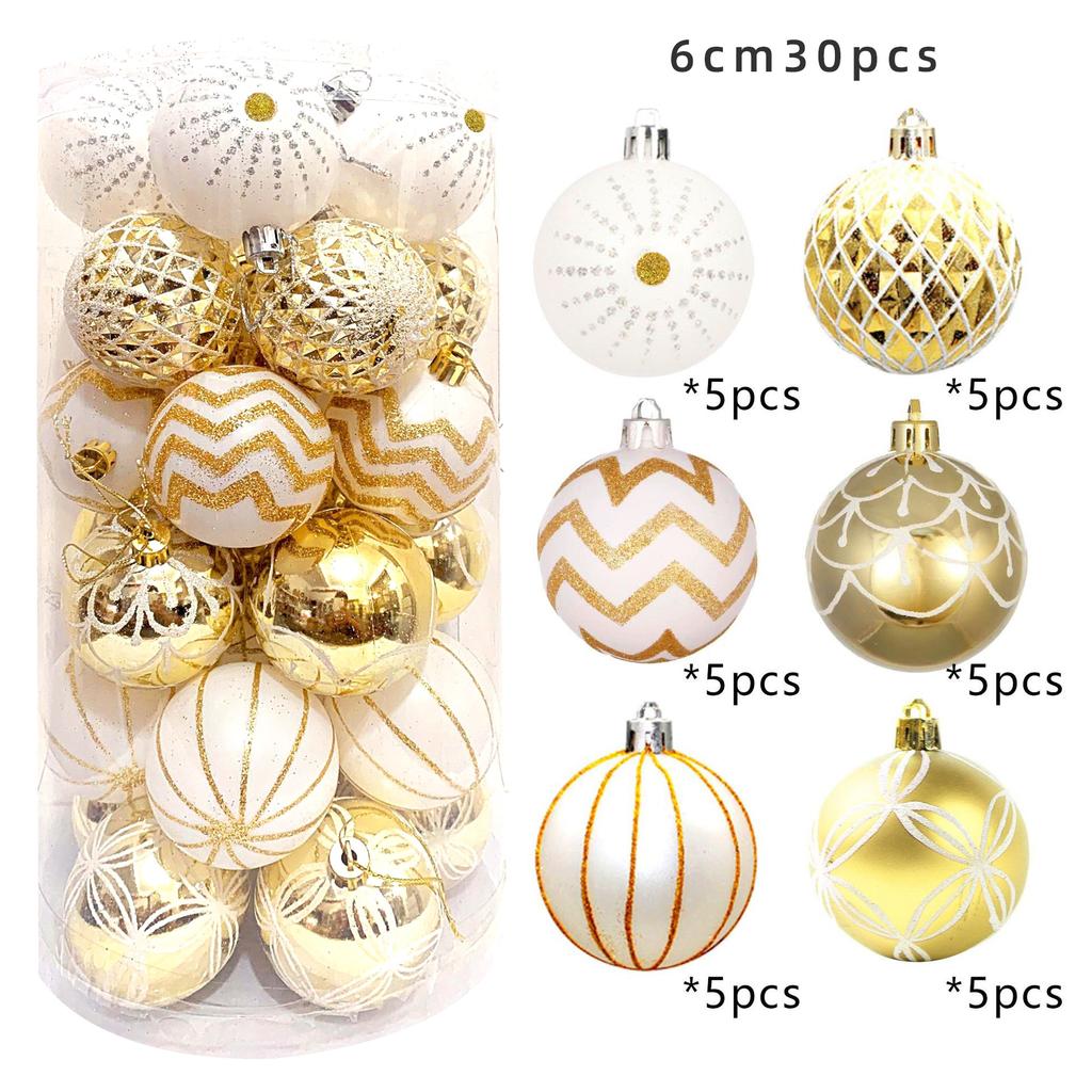30Pcs Christmas Ball Christmas Tree Decor Ornaments 6cm Size Home Decor Xmas Hanging Tree Pendants New Year Ball Accessories