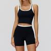Completo da Yoga da Donna Transfrontaliero: Color Block Nude Feel, Vita Alta Costolata, Abbigliamento Sportivo Fitness Versatile