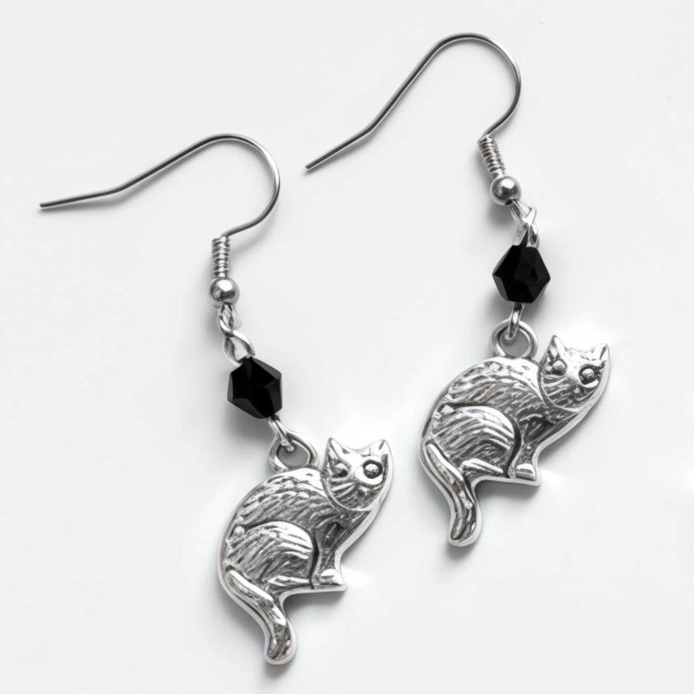 Pendientes Largos Retro Góticos Color Plata El Ojo de Horus Calavera Murciélago Cuervo Mariposa Gato para Mujeres Joyería de Fiesta de Halloween Regalos