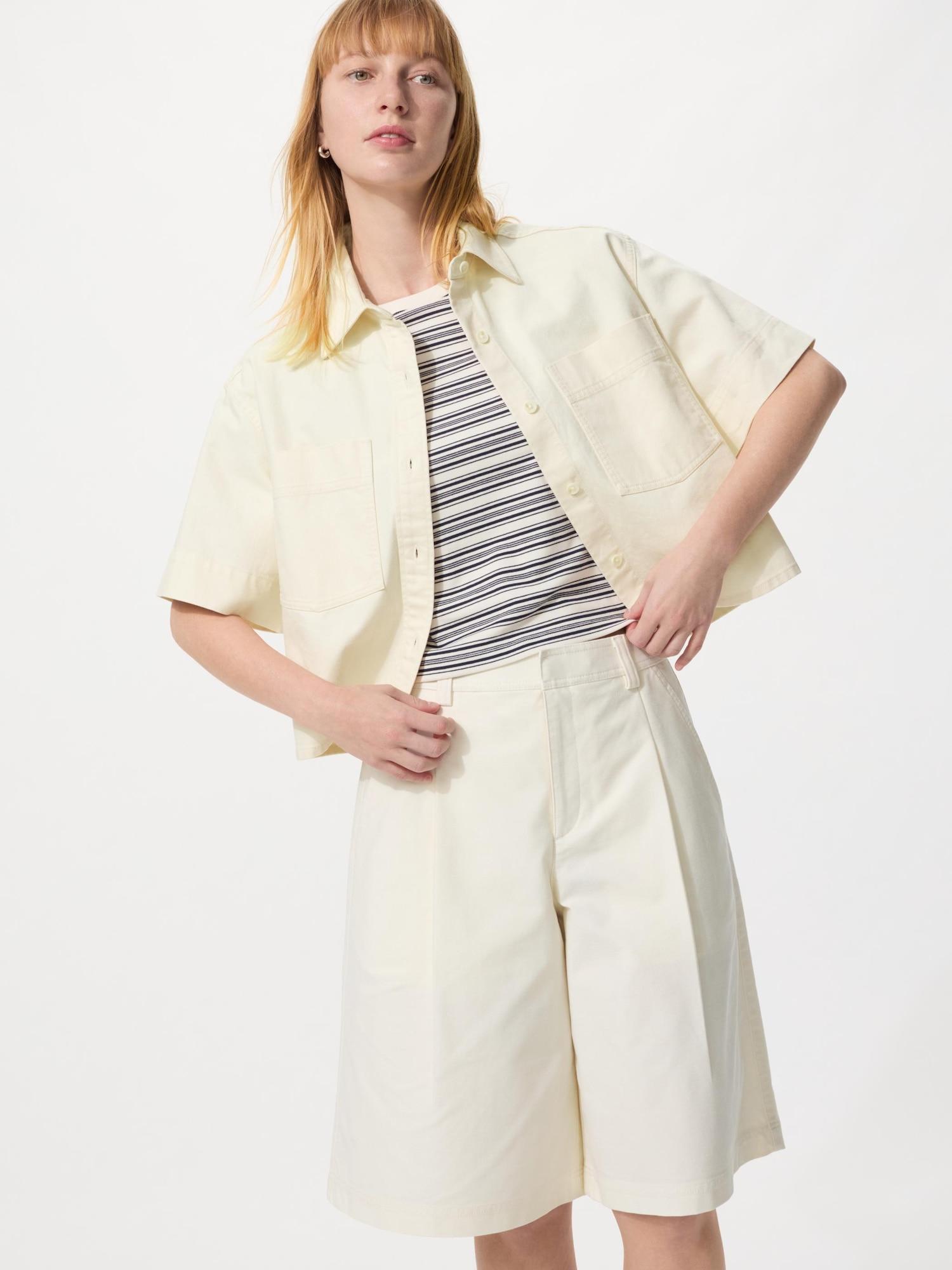 

Uniqlo Япония Трикотажные Шорты с Заложенными Складками 01 OFF WHITE/XS