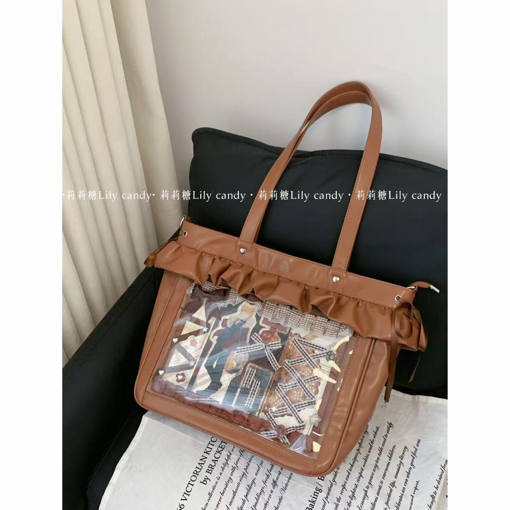 Ruffles High Capacity Bags for Woman Original Sac Femme Crossbady Shoulder Bag Sweet Bolsos mujer Transparent Bolsas Bolsa