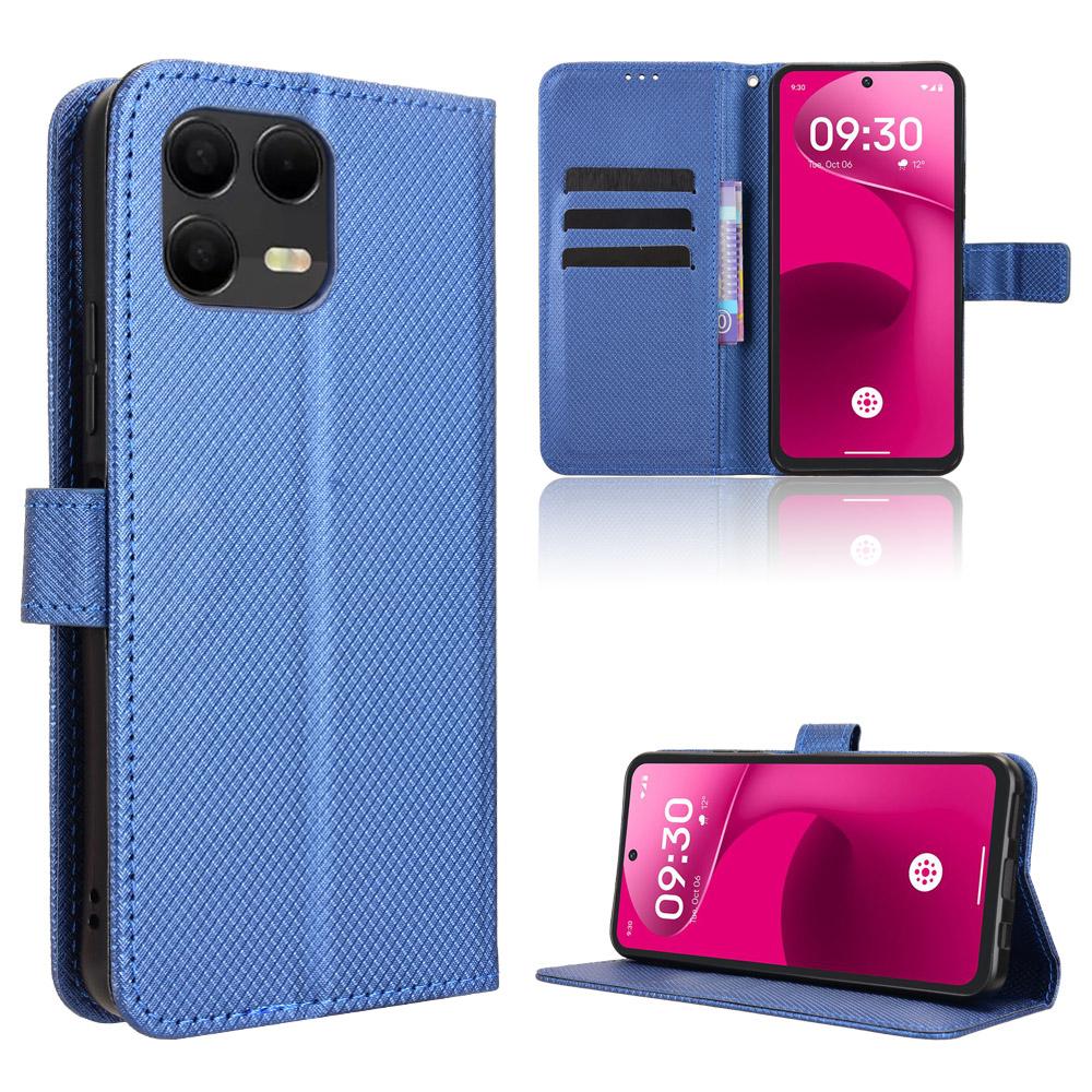 

For T-Mobile Revvl 8 Pro Leather Wallet Case with Strap Diamond Texture Phone Cover