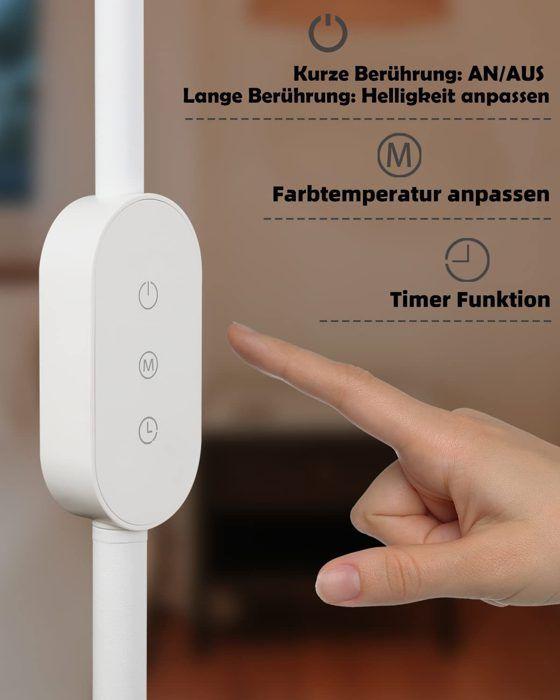 Lampadaire LED - NETTLIFE - 158 cm - Dimmable 9W 3000K - Blanc - Lampe de lecture