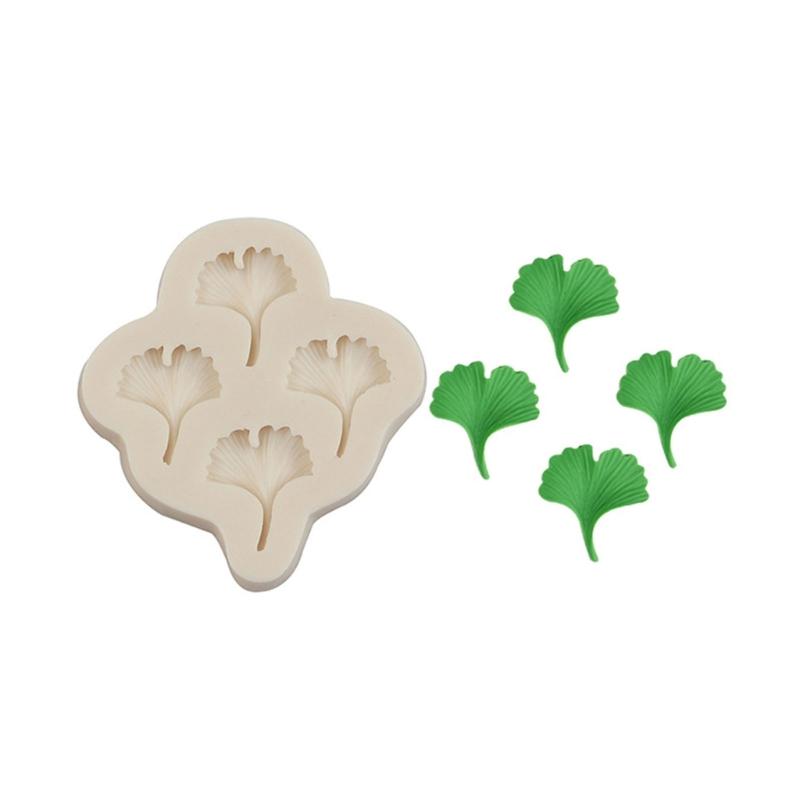 5Pcs Small Freshes Fondant Silicone Mold Ginkgos Bilobas Leaf Four-leaf Clover and Chocolate Decorative Cake Mold