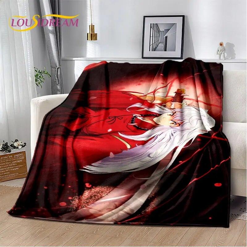 Pătură moale de pluș cu desene animate Inuyasha, pătură de flanel, pătură pentru sufragerie, dormitor, pat, canapea, husă de picnic Bettdecke