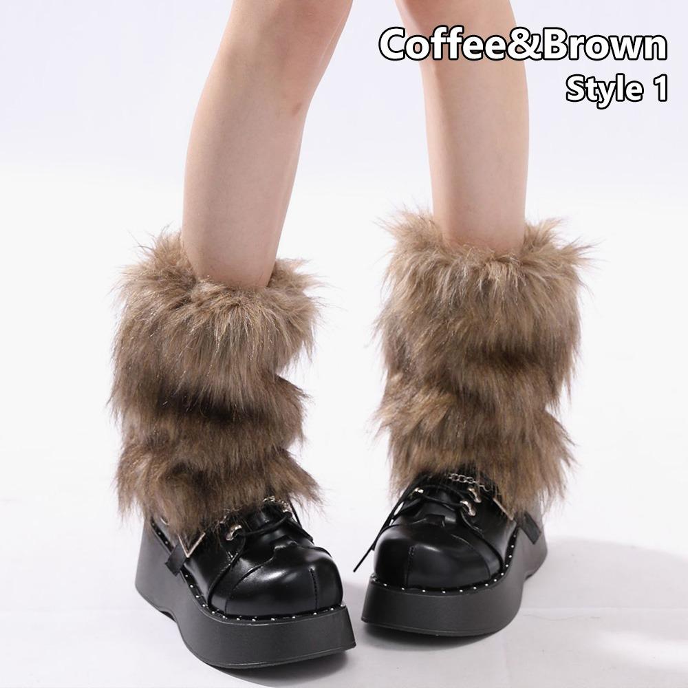 Y2k Zimní návleky na nohy Huňaté návleky na nohy Módní ponožky do bot Dámské Dívčí