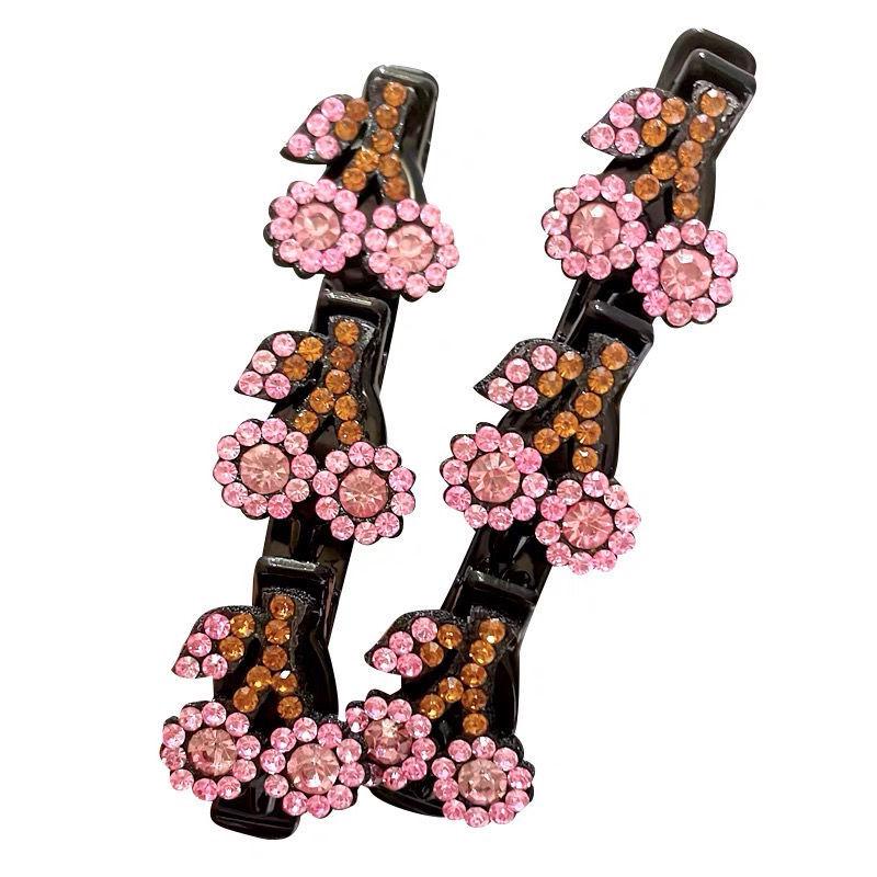 Ac de păr împletit cu strasuri de cireșe - Stil coreean, Elegant, Potrivit pentru orice ținută, Agrafă laterală pentru breton