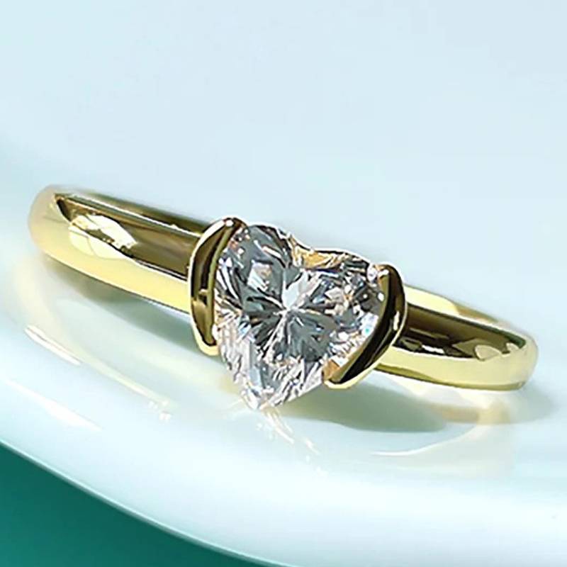 

Huirtan Heart Shaped CZ Women Ring Gold Color Elegant Wedding Engagement Finger Accessories Anniversary Sweet Chic Zircon Gift 6