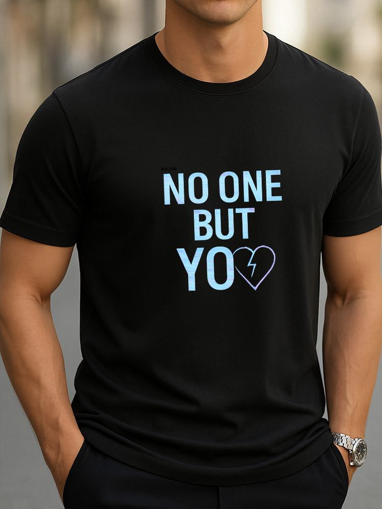 

No One But Yo Graphic T-Shirt Blue Lettering Tee with Lightning Heart Unisex Tee Unisex T-Shirt M