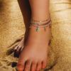 KRKC Sexy Women Jewelry Heart Initial Boho Beach Ankle Bracelet Layered Foot Chain Infinity Love 14 Karat Gold Anklet Cuban Link