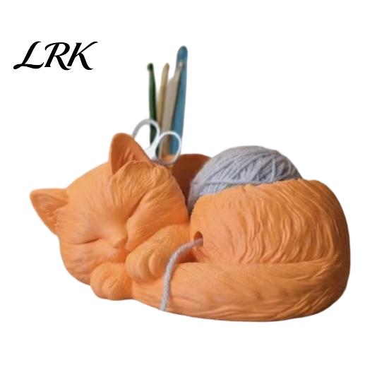 Cat Yarn Bowl for Crocheting And Knitting, Cute Holder Crochet Organizer, Stylish Minimalist Lovers Knitters оранжевый