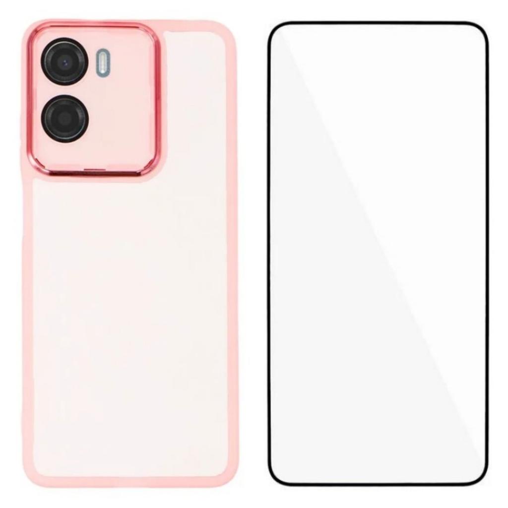 For Motorola Moto G05 4G TPU Case WANLONFENG DKSM Series Electroplated Frame Back Cover with Tempered Glass
