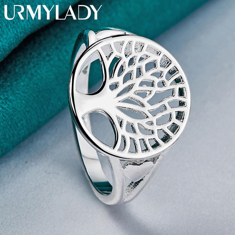 URMYLADY 925 Sterling Sølv The Tree Of Life 7-10 Ring For Kvinner Bryllup Sjarm Forlovelse Mote Enkle smykker