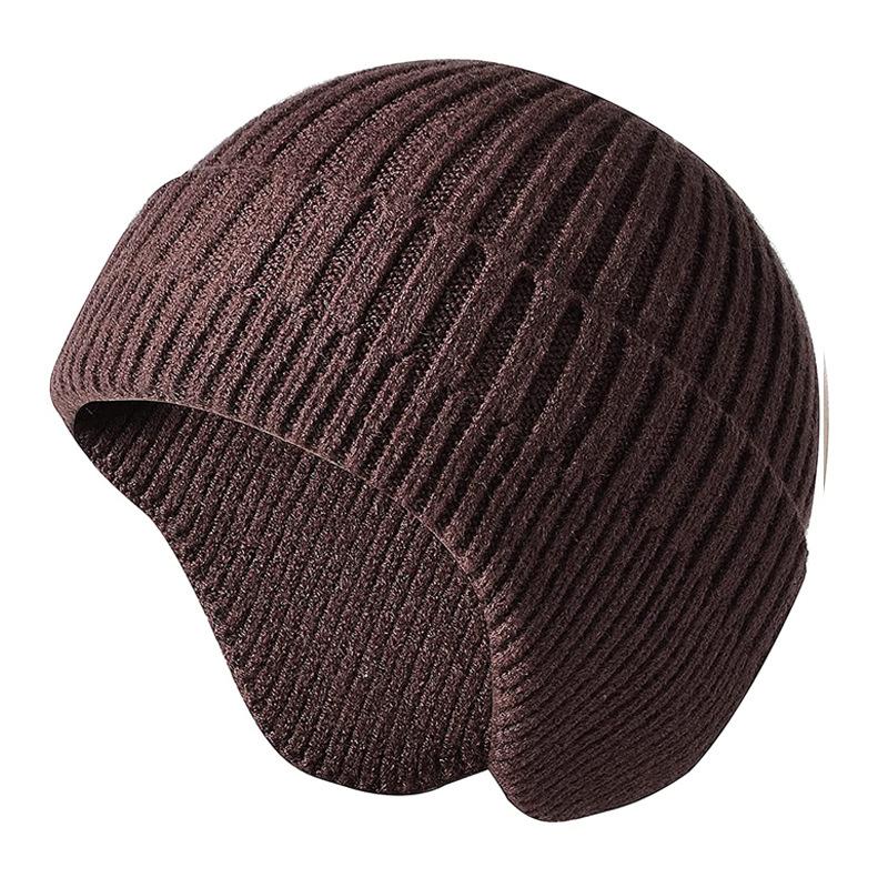 Autumn and winter wool hats, men's and women's solid color ear caps, thickened thermal pullover hats, outdoor riding wool hats, ski hats