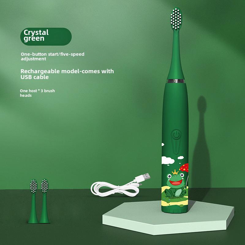 Waterproof Ultrasonic Kids' Electric Toothbrush - Cute Cartoon Design, Soft Bristles, IP7 Rated, Perfect Gift