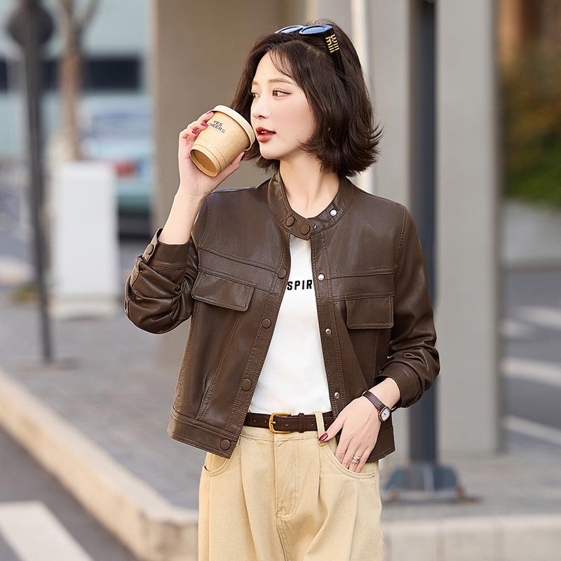 

Women s High-End PU Leather Jacket - Versatile Petite Spring/Autumn Casual Top ZH1177 L (108-118 lbs)