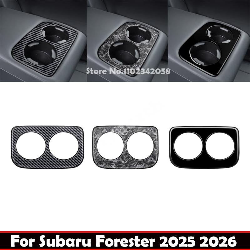 For Subaru Forester 2024 2025 2026 ABS Carbonfiber Interior Center Conlose Rear Row Seat Water Cup Holder Panle Cover Sticker