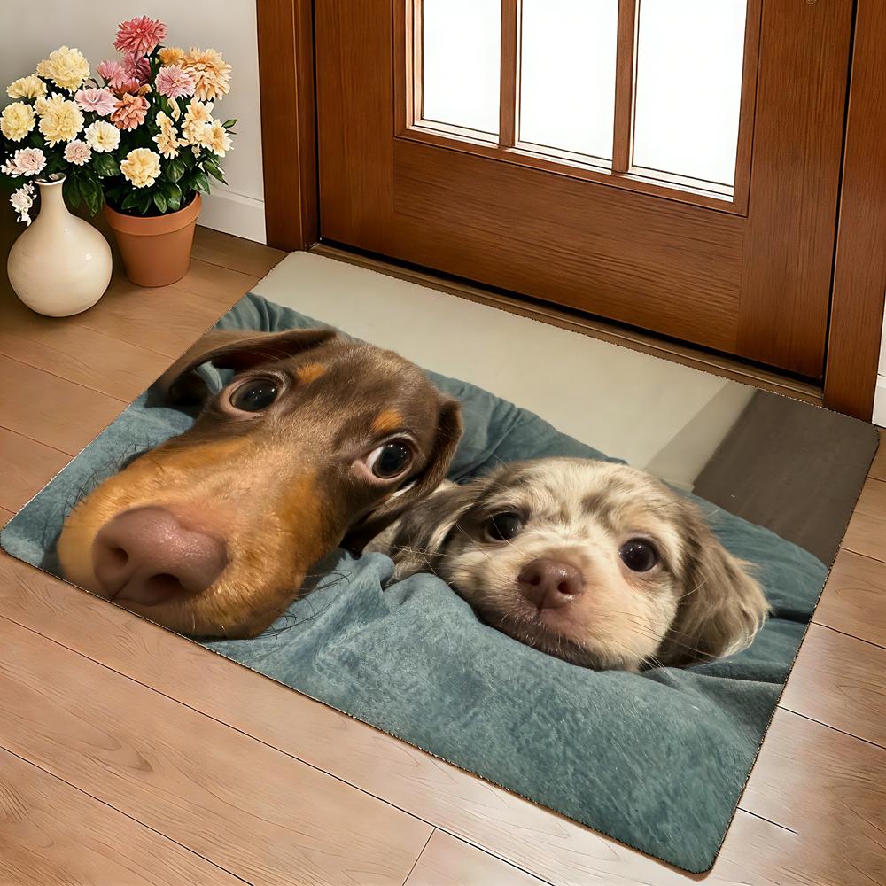 Kwaii Cute Dog Floor Mat Cozy Flannel Soft Thick Non-Slip Mat For Living Room Bedroom Kitchen Decor Rugs