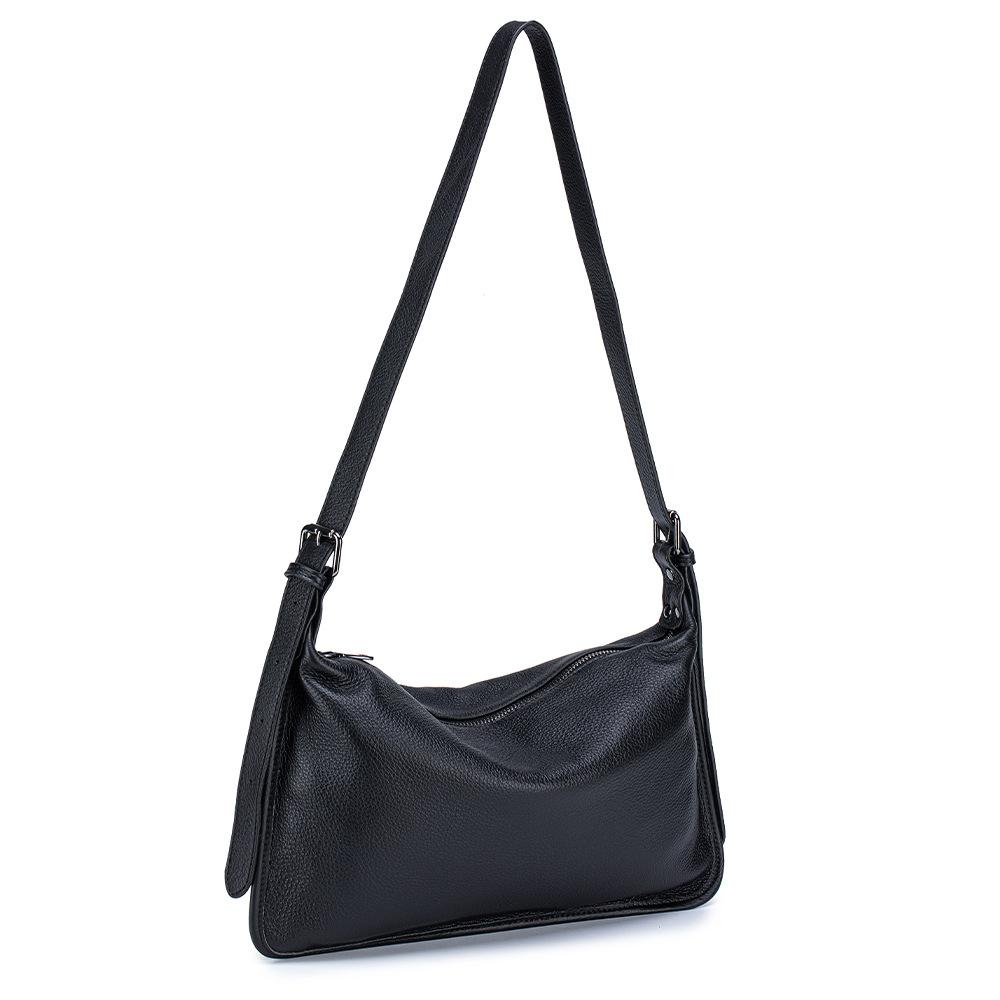 

Одноплечная сумка в корейском стиле с текстурой коровьей кожи, сумка кроссбоди под мышкой, вместительная сумка-тоут для работы чёрный