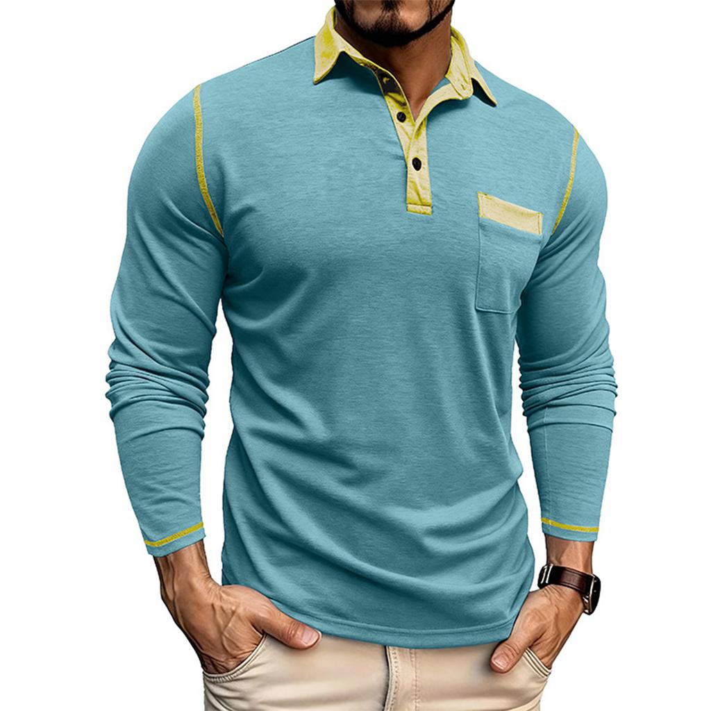 Shoulder Sleeves Men'S Long Sleeved Patchwork T-Shirt Casual Top