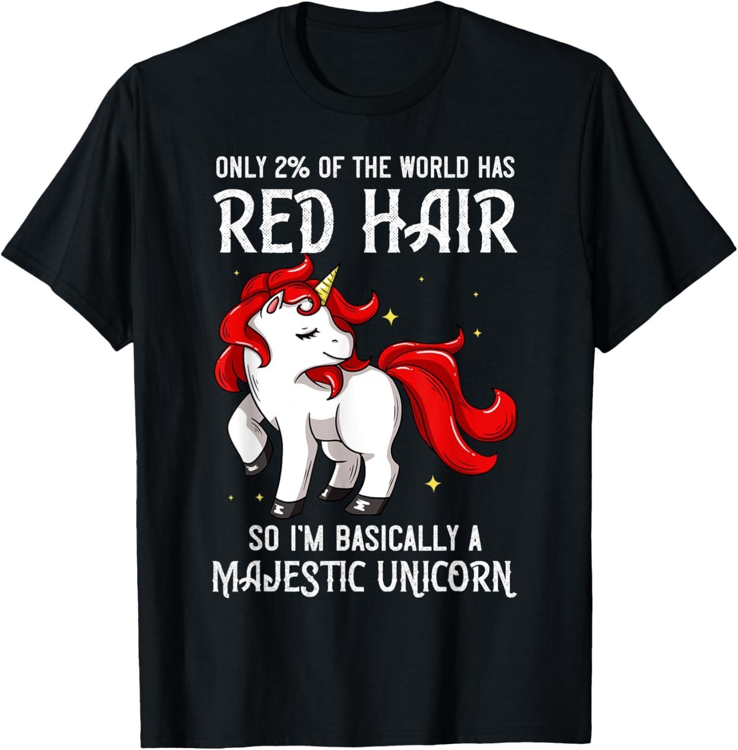 Red Hair Unicorn Redhead Funny Headed Cute Present Unisex T-Shirt S разноцветный