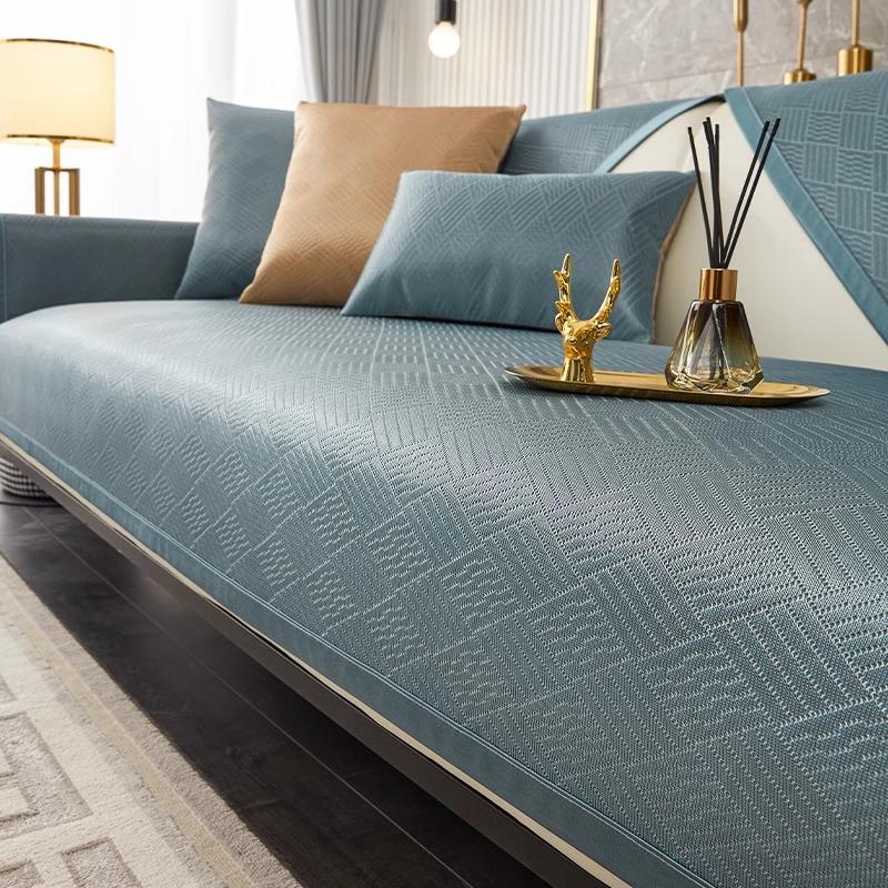 Summer Light Luxury Sofa Cushion  New Ice Silk Mat Cushion Towel Summer High-End Non-Slip Leather Sofa Cover
