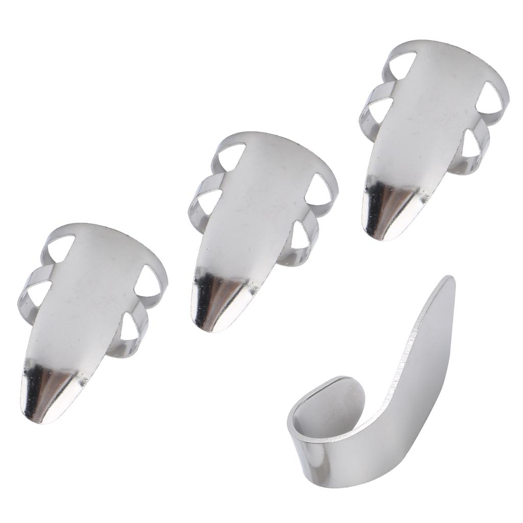 Finger Picks 3Pcs Index Finger 1Pc Thumb Metal Guitar Replace Accessories with Storage Box