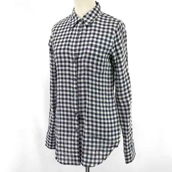 Theory Damska koszula z długim rękawem, lekka, rozmiar M, granatowo-biała krata(UŻYWANY)