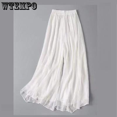 Trousers Skirt Chiffon Wide-leg Pants Double-layer Pendant Feeling National Style Hanfu Bottoming Horse Skirt Lining