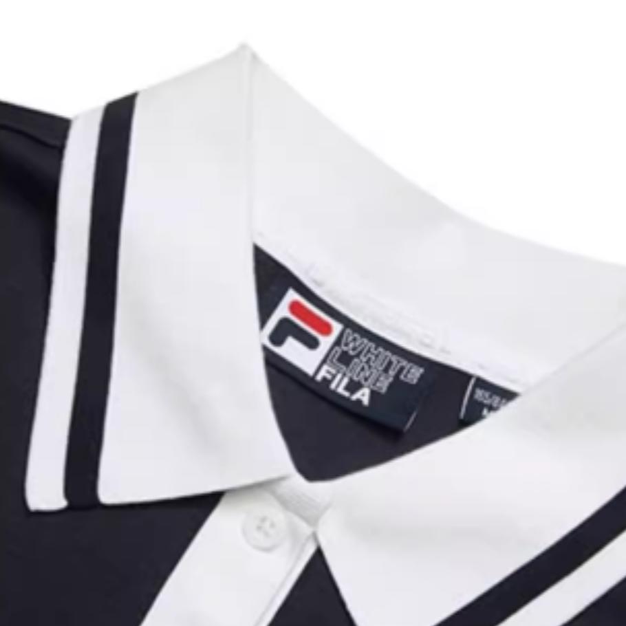FILA Fashion Casual Classic Polo Collar Short Sleeve Dress Women Dresses Legendary-Blue F51W429302ANV