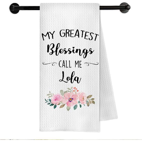 Nani Grandma Godmother Gifts Kitchen Towels, God Mother Gifts for Women Dish Tea Towels, The Best Nani Get Promoted to Godmother Decorative Hand Lola2