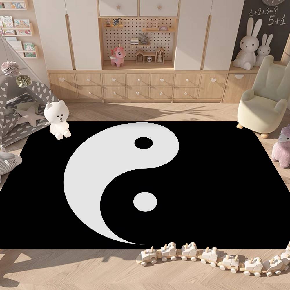 Chinese Tai Chi Bagua Yin Yang Door Mat Washable Non-Slip Living Room Sofa Chairs Area Mat Kitchen Bedside Area Rugs