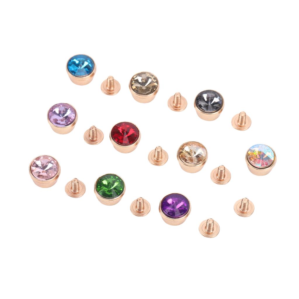 100 Sets 12mm Crystal Rivets 10 Color Rhinestone Fast Rivets for Bag Belt Clothing Leather Crafts
